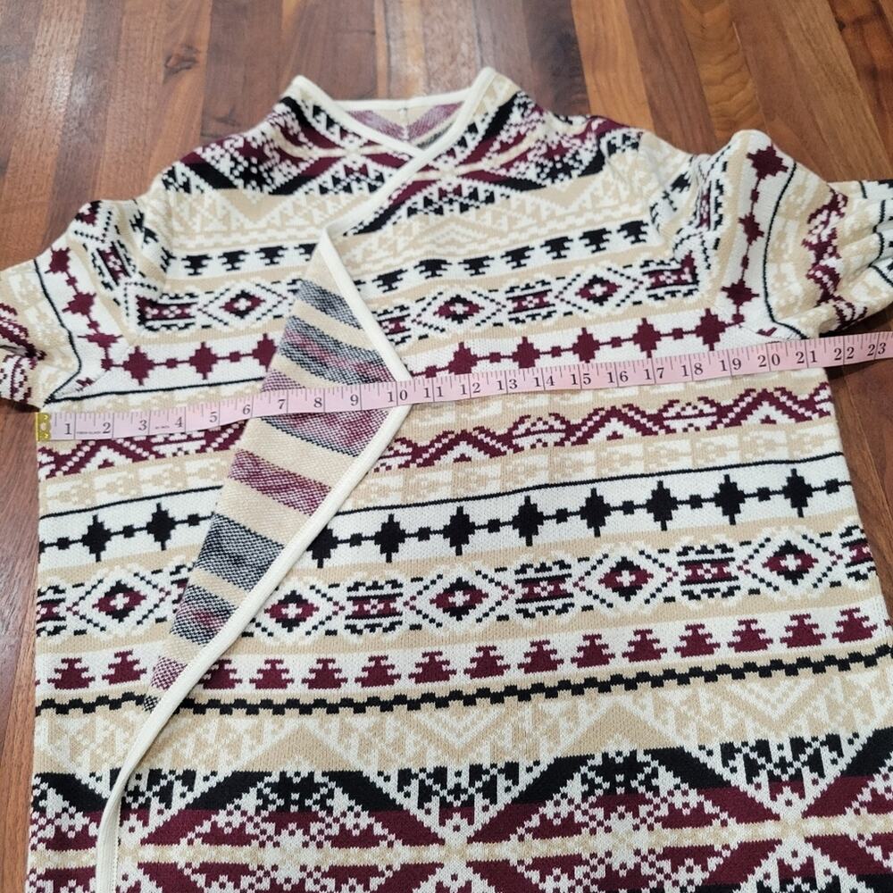 Lucky Brand Jacquard Cardigan Open Front Longline Aztec Southwest Size XL - Picture 6 of 9